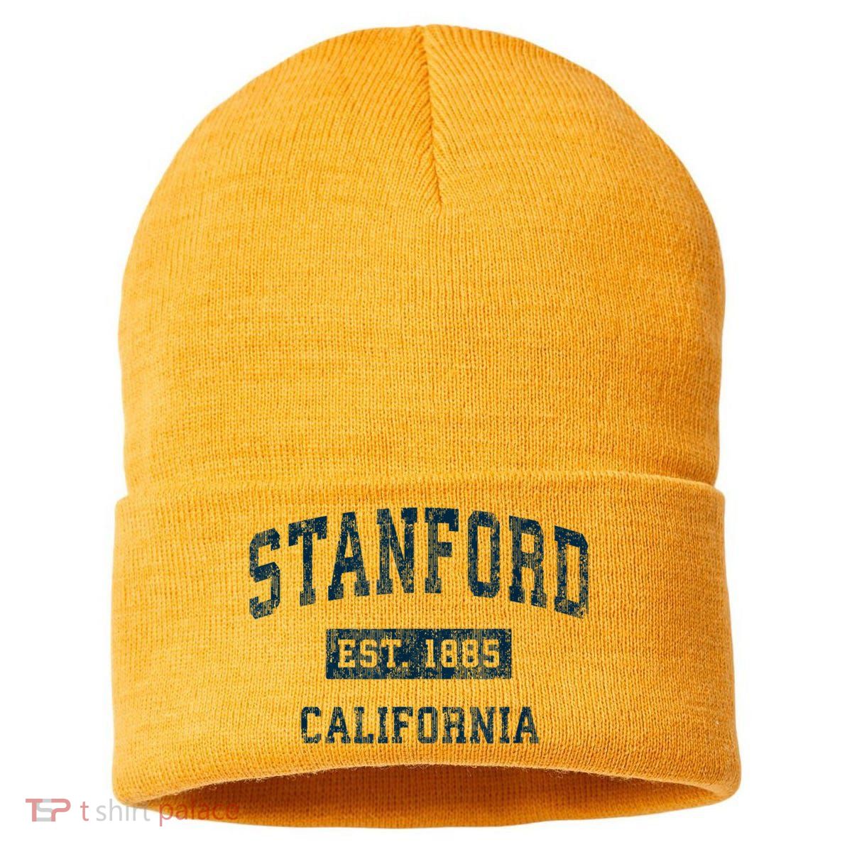 Stanford California CA Vintage Sports Design Navy Print Sustainable Knit Beanie