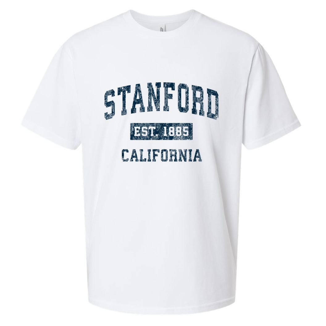 Stanford California CA Vintage Sports Design Navy Print Sueded Cloud Jersey T-Shirt