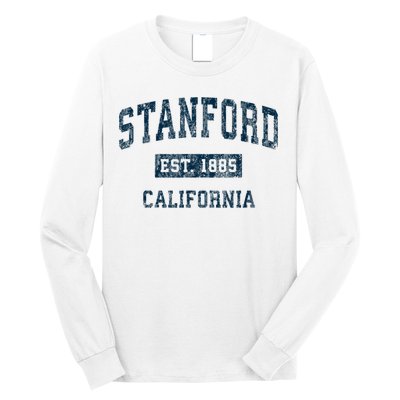 Stanford California CA Vintage Sports Design Navy Print Long Sleeve Shirt
