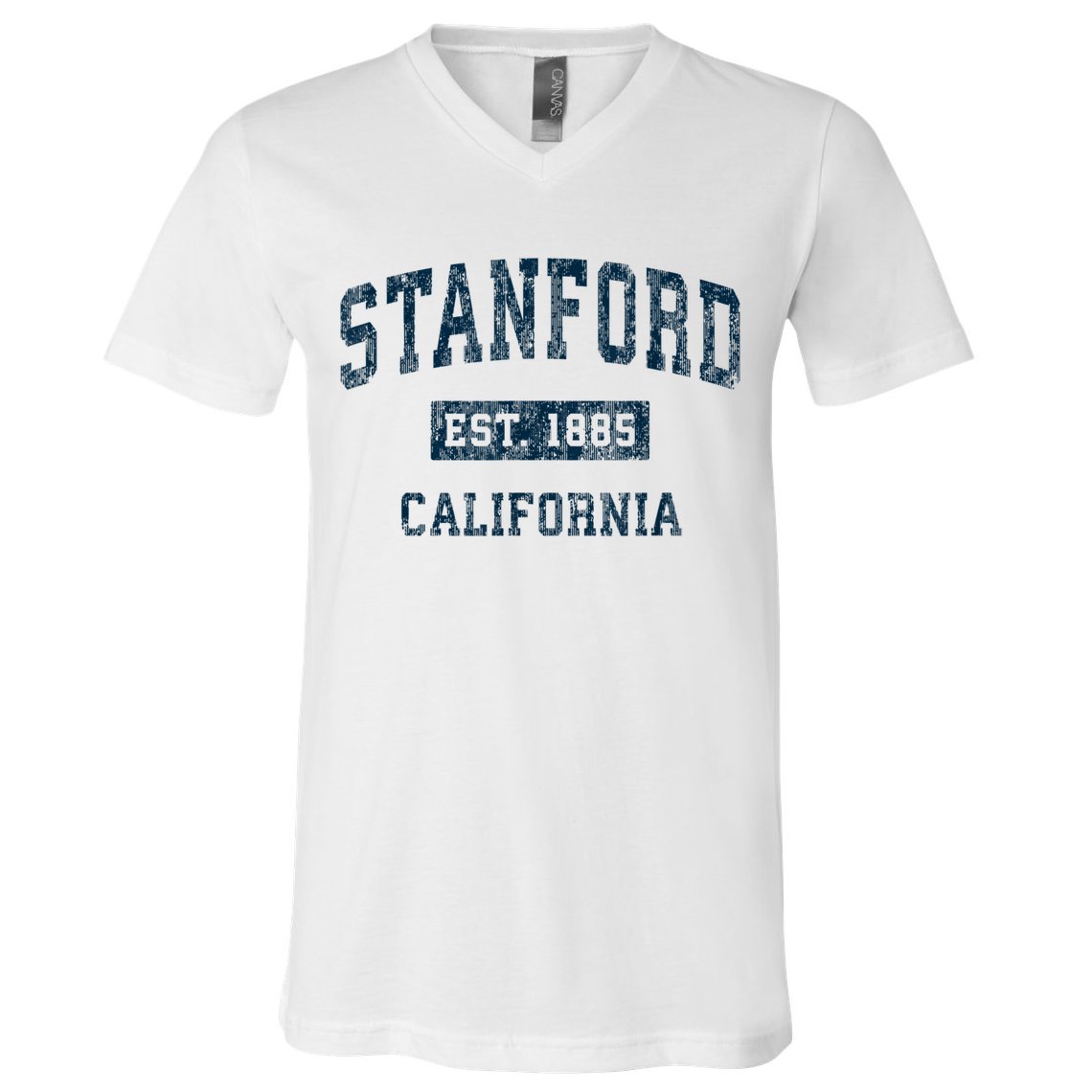 Stanford California CA Vintage Sports Design Navy Print V-Neck T-Shirt