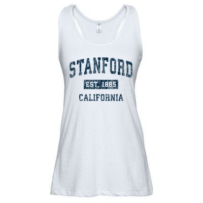 Stanford California CA Vintage Sports Design Navy Print Ladies Essential Flowy Tank