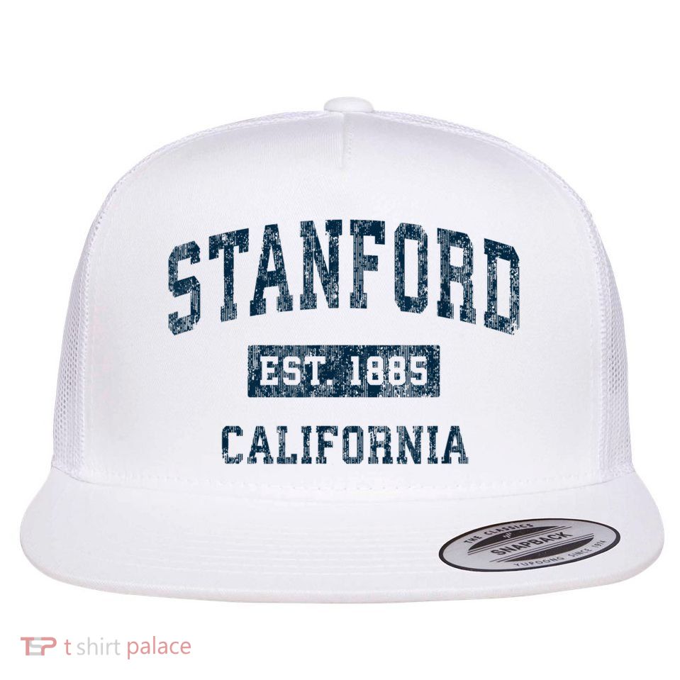 Stanford California CA Vintage Sports Design Navy Print Flatbill Hat