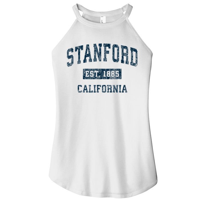 Stanford California CA Vintage Sports Design Navy Print Women's Perfect Tri Rocker Tank