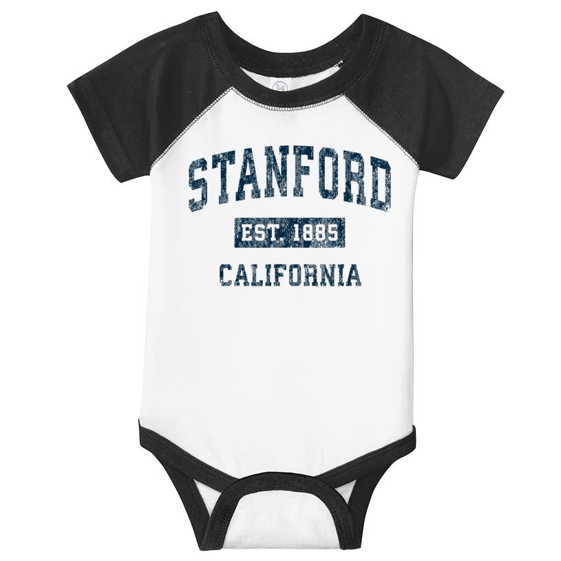 Stanford California CA Vintage Sports Design Navy Print Infant Baby Jersey Bodysuit