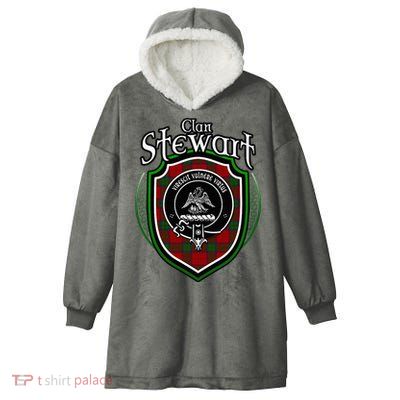 Stewart Clan Crest Scottish Clan Stewart Family Badge Hooded Wearable Blanket