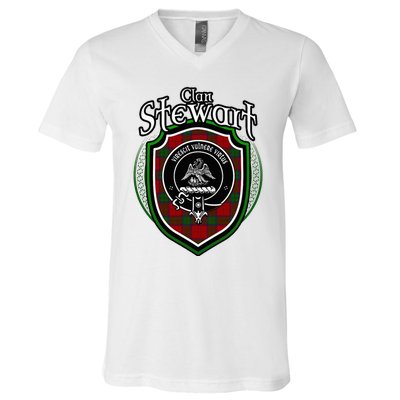 Stewart Clan Crest Scottish Clan Stewart Family Badge V-Neck T-Shirt