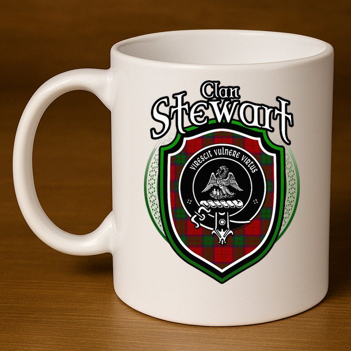 Stewart Clan Crest Scottish Clan Stewart Family Badge 11oz C Handle Ceramic Mug