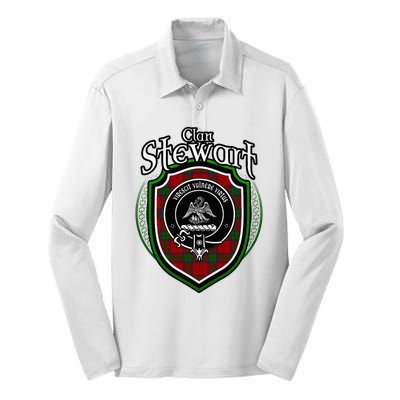 Stewart Clan Crest Scottish Clan Stewart Family Badge Silk Touch Performance Long Sleeve Polo