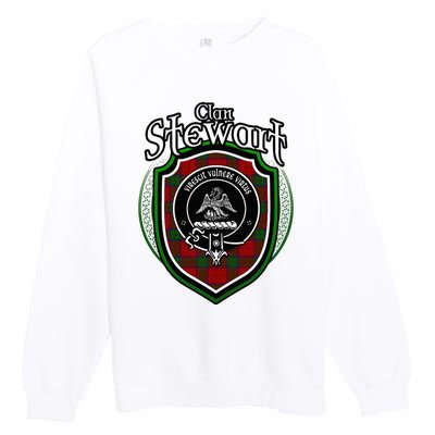 Stewart Clan Crest Scottish Clan Stewart Family Badge Premium Crewneck Sweatshirt