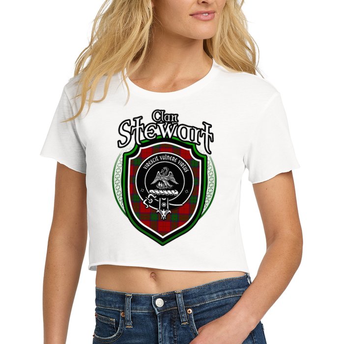 Stewart Clan Crest Scottish Clan Stewart Family Badge Women's Crop Top Tee