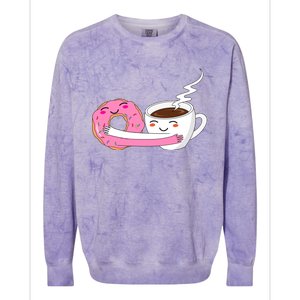 Super Cute Coffee And Donut Valentines Day Gift Colorblast Crewneck Sweatshirt