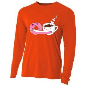 Super Cute Coffee And Donut Valentines Day Gift Cooling Performance Long Sleeve Crew