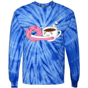 Super Cute Coffee And Donut Valentines Day Gift Tie-Dye Long Sleeve Shirt