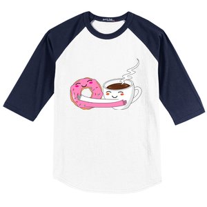 Super Cute Coffee And Donut Valentines Day Gift Baseball Sleeve Shirt