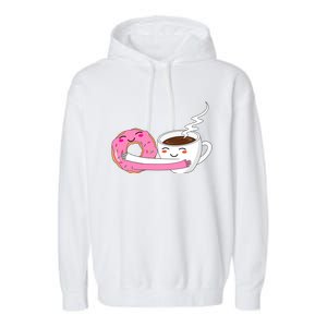 Super Cute Coffee And Donut Valentines Day Gift Garment-Dyed Fleece Hoodie