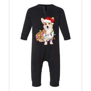 Santa Corgi Christmas Tree Lights Xmas Holiday Corgi Lover Meaningful Gift Infant Fleece One Piece