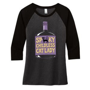 Spooky Childless Cat Lady Funny Halloween Kamala Harris Women's Tri-Blend 3/4-Sleeve Raglan Shirt