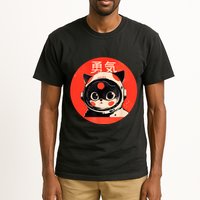 Space Cat Courage Japanese Retro Kawaii Cute Astronaut Cat Tall T-Shirt
