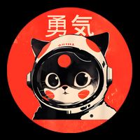Space Cat Courage Japanese Retro Kawaii Cute Astronaut Cat 7-Panel Snapback Hat