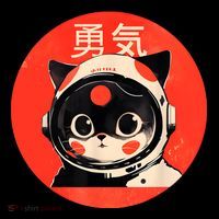 Space Cat Courage Japanese Retro Kawaii Cute Astronaut Cat Mug
