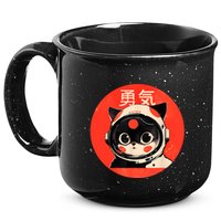 Space Cat Courage Japanese Retro Kawaii Cute Astronaut Cat 15oz Campfire Ceramic Mug