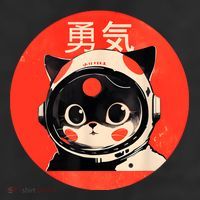 Space Cat Courage Japanese Retro Kawaii Cute Astronaut Cat 25L Jumbo Tote