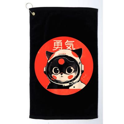 Space Cat Courage Japanese Retro Kawaii Cute Astronaut Cat Golf Towel