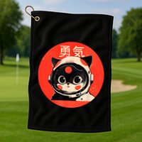 Space Cat Courage Japanese Retro Kawaii Cute Astronaut Cat Golf Towel