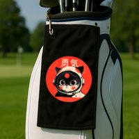 Space Cat Courage Japanese Retro Kawaii Cute Astronaut Cat Golf Towel