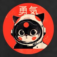 Space Cat Courage Japanese Retro Kawaii Cute Astronaut Cat Microfiber Hand Towel