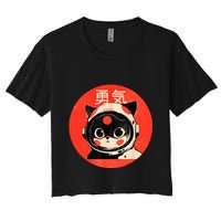 Space Cat Courage Japanese Retro Kawaii Cute Astronaut Cat Crop Top