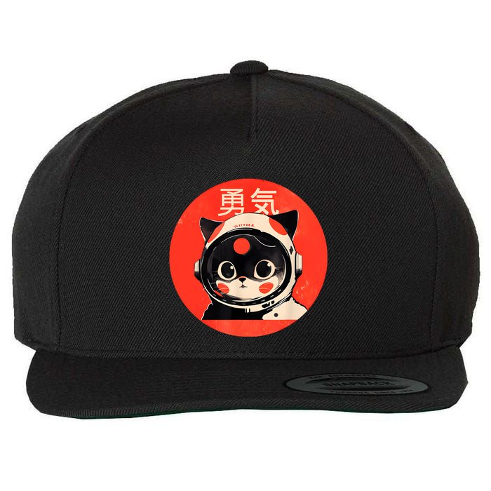 Space Cat Courage Japanese Retro Kawaii Cute Astronaut Cat Wool Snapback Cap