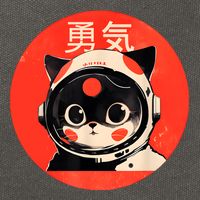 Space Cat Courage Japanese Retro Kawaii Cute Astronaut Cat Cotton Canvas Backpack