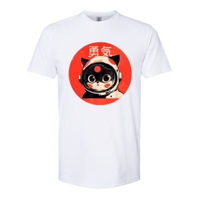 Space Cat Courage Japanese Retro Kawaii Cute Astronaut Cat Softstyle CVC T-Shirt