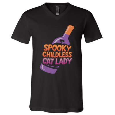 Spooky Childless Cat Lady Funny Halloween Kamala Harris V-Neck T-Shirt