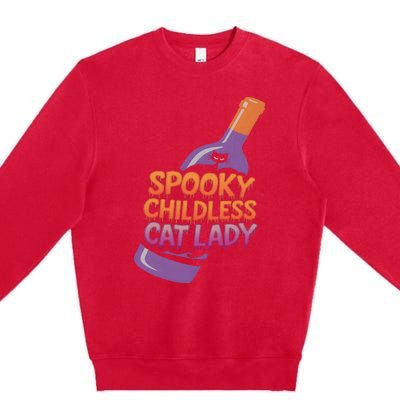 Spooky Childless Cat Lady Funny Halloween Kamala Harris Premium Crewneck Sweatshirt