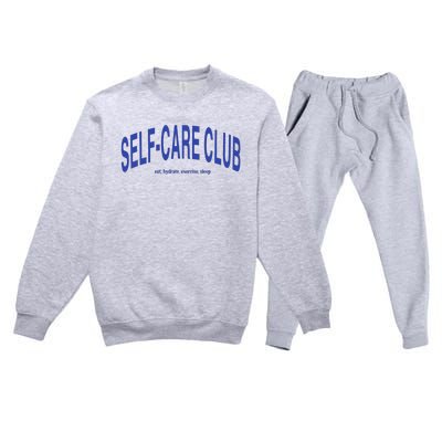 Self Care Club Eat Hydrate Exercise Sleep Premium Crewneck Sweatsuit Set