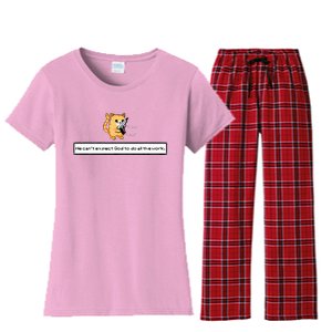 Squirt Click Click We CanT Expect God To Do All The Work Women's Flannel Pajama Set