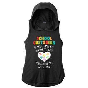 School Custodian Cute Heart Quote Janitor Appreciation Gift Ladies PosiCharge Tri-Blend Wicking Draft Hoodie Tank