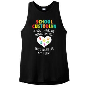 School Custodian Cute Heart Quote Janitor Appreciation Gift Ladies PosiCharge Tri-Blend Wicking Tank