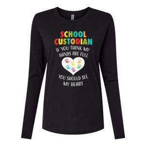 School Custodian Cute Heart Quote Janitor Appreciation Gift Womens Cotton Relaxed Long Sleeve T-Shirt