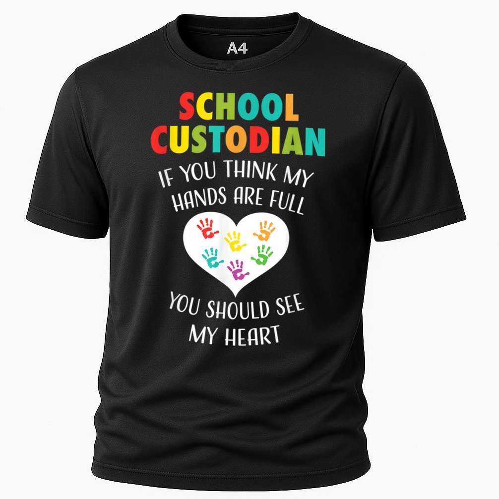 School Custodian Cute Heart Quote Janitor Appreciation Gift Cooling Performance Crew T-Shirt
