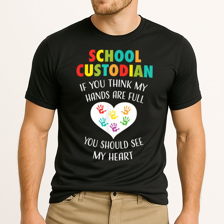 School Custodian Cute Heart Quote Janitor Appreciation Gift Cooling Performance Crew T-Shirt