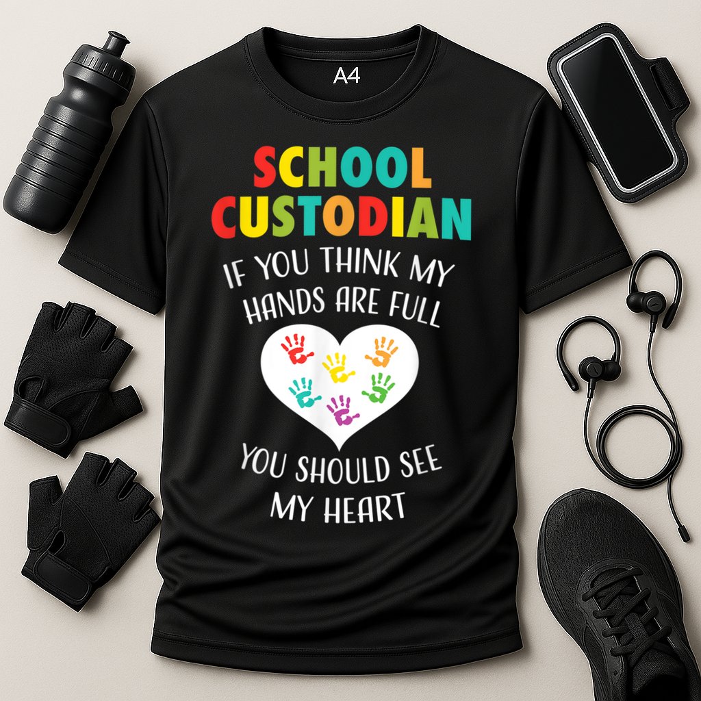 School Custodian Cute Heart Quote Janitor Appreciation Gift Cooling Performance Crew T-Shirt