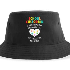 School Custodian Cute Heart Quote Janitor Appreciation Gift Sustainable Bucket Hat