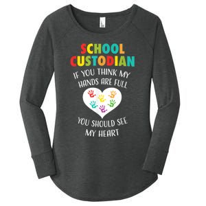 School Custodian Cute Heart Quote Janitor Appreciation Gift Women's Perfect Tri Tunic Long Sleeve Shirt