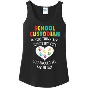 School Custodian Cute Heart Quote Janitor Appreciation Gift Ladies Essential Tank