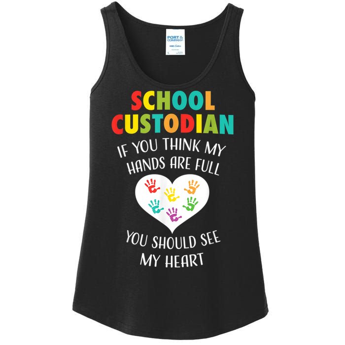 School Custodian Cute Heart Quote Janitor Appreciation Gift Ladies Essential Tank