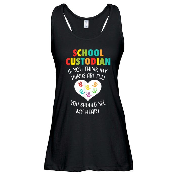 School Custodian Cute Heart Quote Janitor Appreciation Gift Ladies Essential Flowy Tank