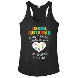 School Custodian Cute Heart Quote Janitor Appreciation Gift Ladies PosiCharge Competitor Racerback Tank